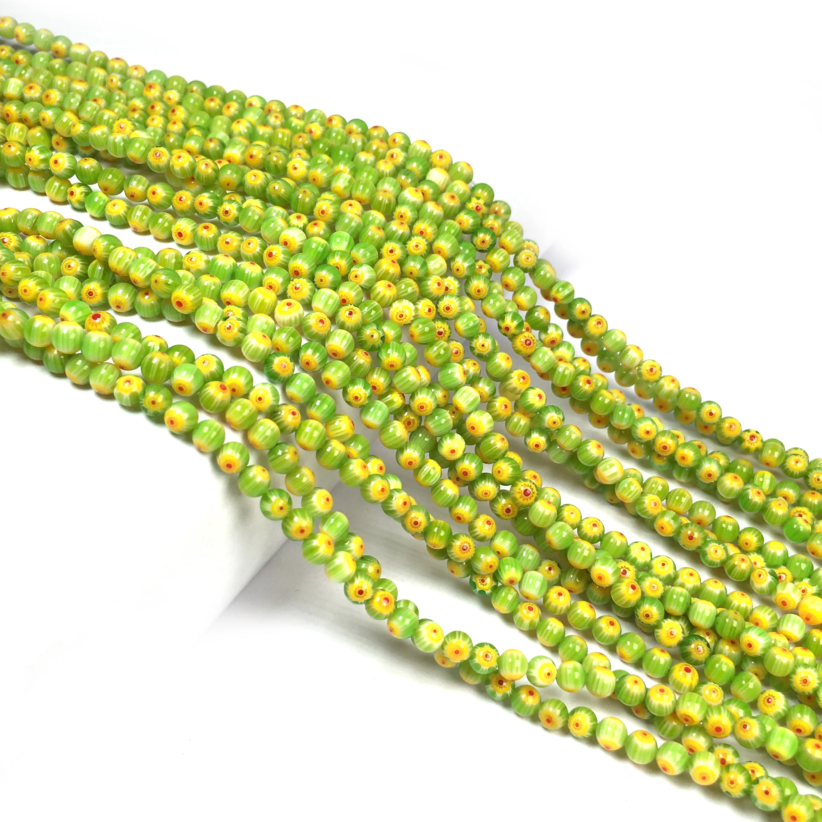 

Wholesale 6mm Flower Printed Lampwork Glass Bead Round Spacer Beads For Jewelry Making DIY Necklace Bracelet Crafts