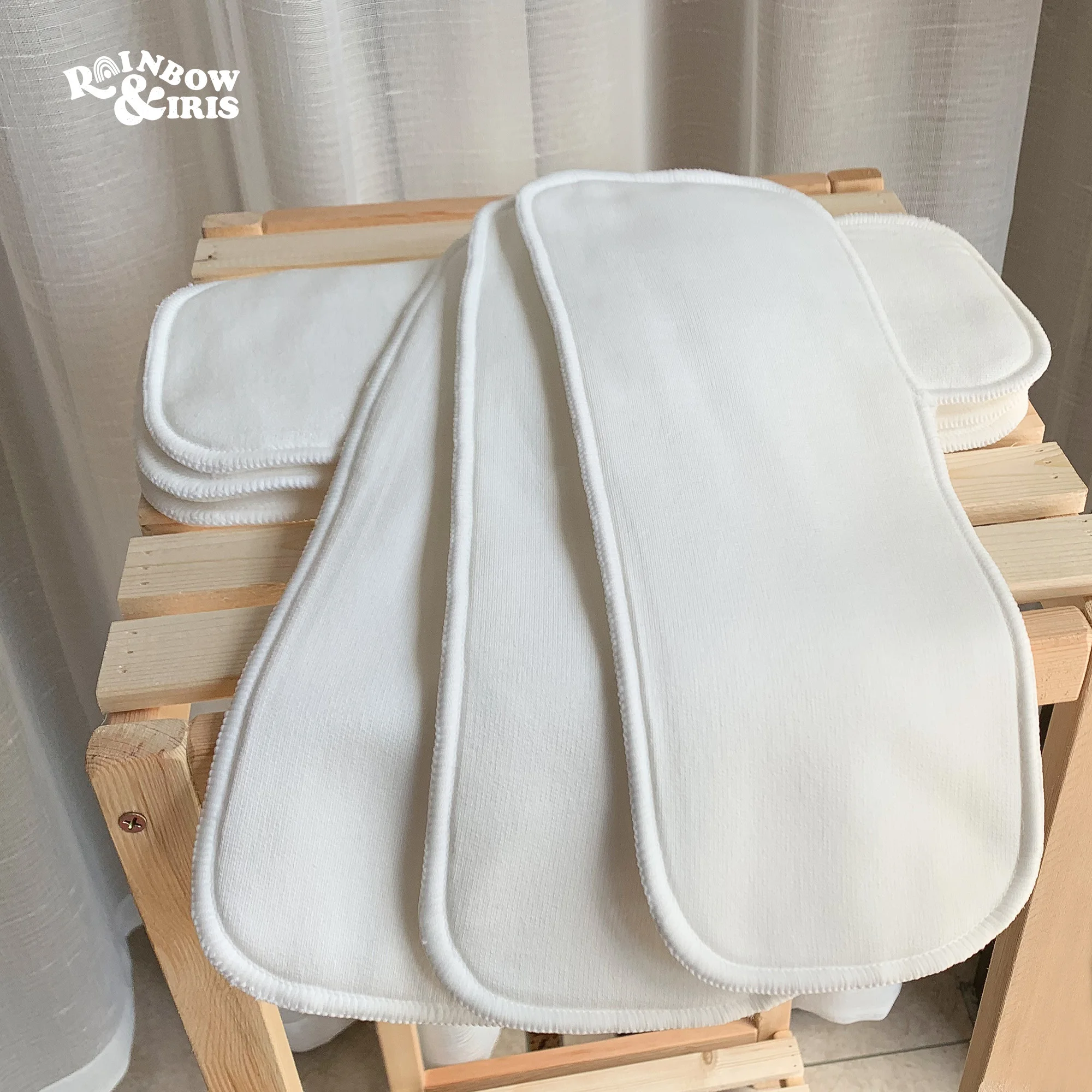 Rainbow & Iris-pa&ntilde;al de algod&oacute;n de bamb&uacute; saludable, inserci&oacute;n de pa&ntilde;al, s&uacute;per suave, absorbente, transpirable, 10 Uds.-0