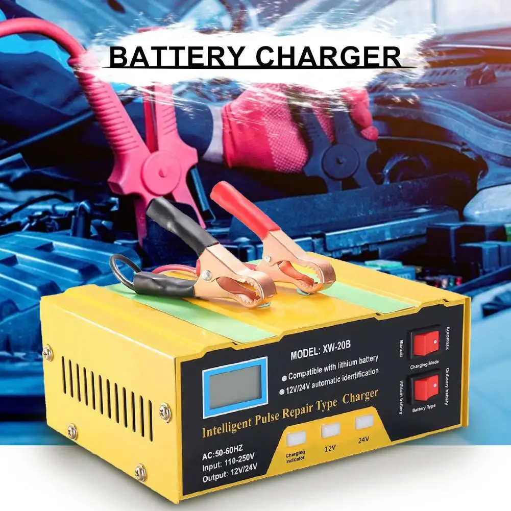 

180W 12V/24V Smart Automatic Car Storage Battery Charger Car Digital Display Pulse Repair Antiflaming Storage Battery Charger