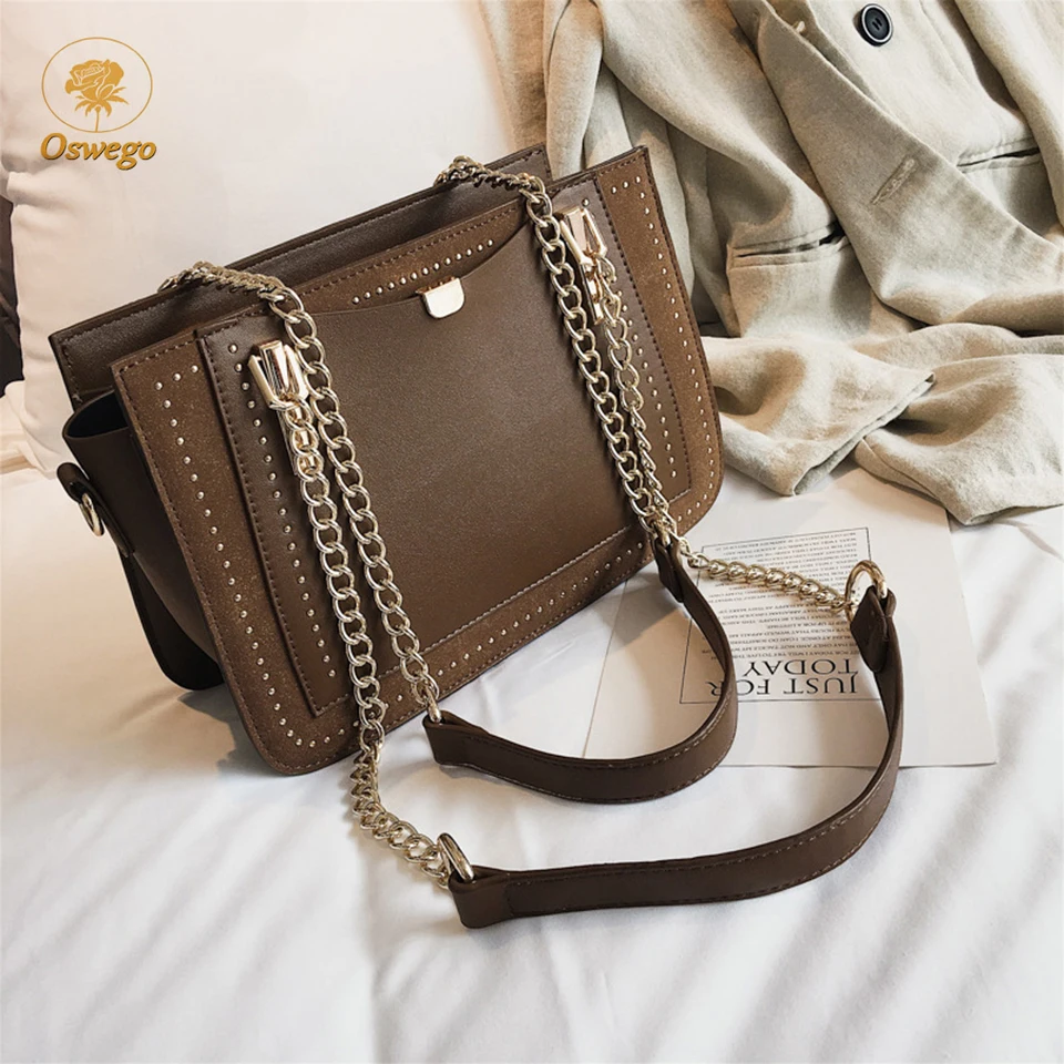Oswego женские сумки роскошные дизайнерские 2019 новые модные заклепки матовая