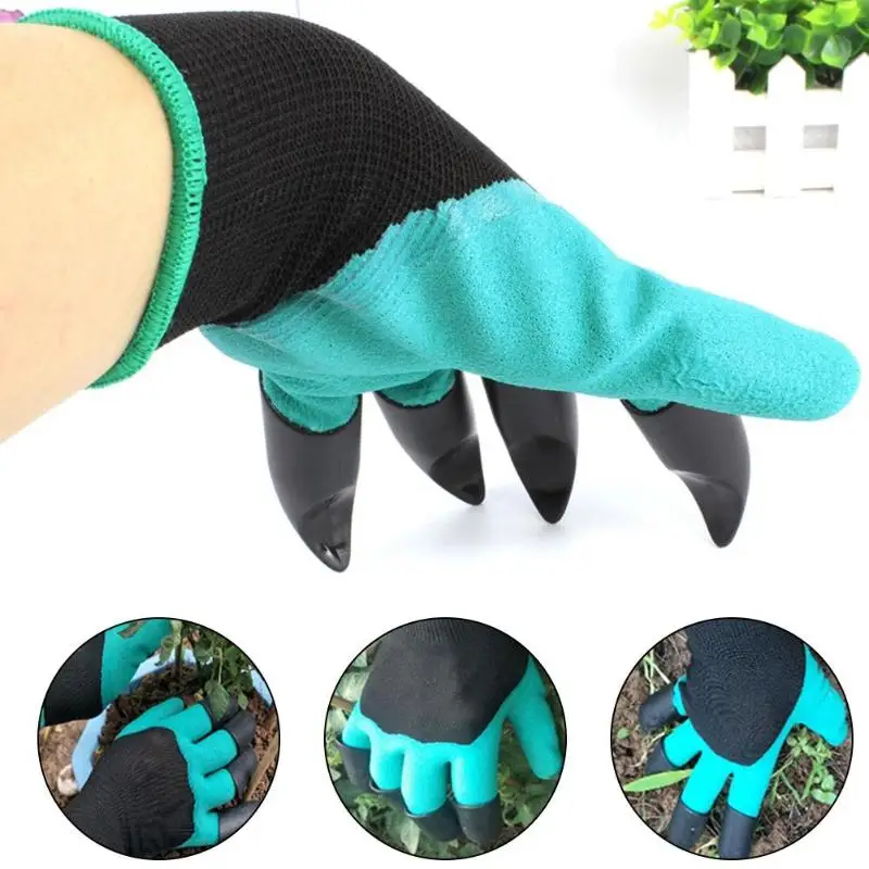 Garden Gloves 4 Hand Claw ABS Plastic Rubber Gloves Quick Excavation Plant Waterproof Insulation Home garden supplies