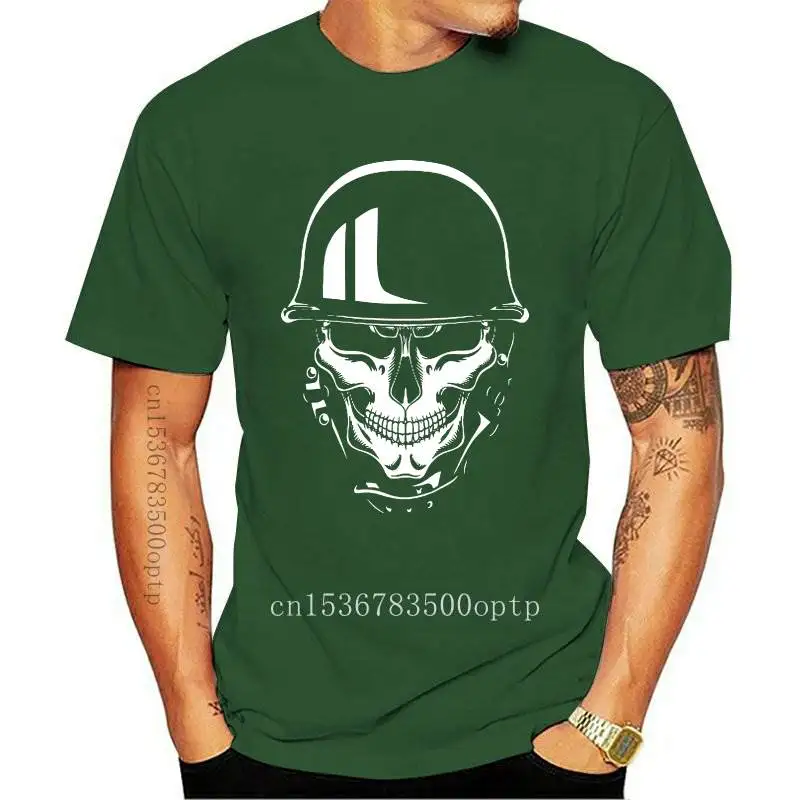 

New Skull With German Biker Helmet Mens Tee Cotton Birthday Gift Tops Tee Shirt 11 Colors For Mens