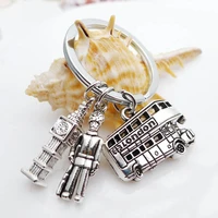 hip hop creative alloy keychain bus tower people ancient silver keychain vibrato event car gift pendant
