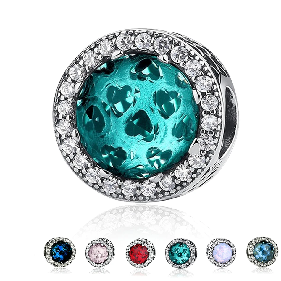 Чистого серебра 925 пробы серебро сердца Сердце Бусины Подходят оригинальный