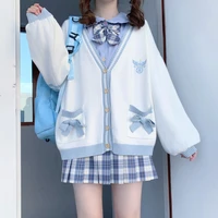 jk sweater cardigan jacket women autumn 2021 new style japanese v neck single breasted embroidery bowknot student sweater