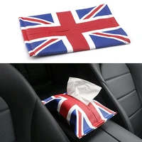 auto interior union jack pu leather car tissue napkin box bag package armrest box storage for min cooper jcw s all series