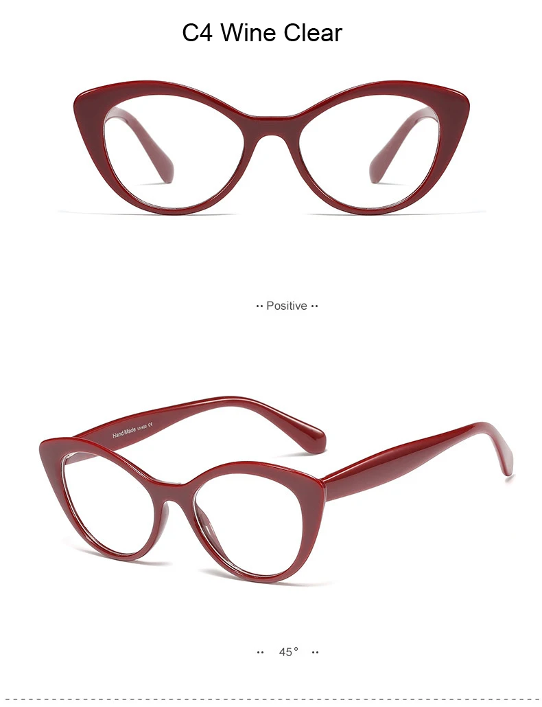 Fashion Cateye Glasses Frame Women USA StyleTrendy Oval Eyeglasses Frame Vintage Clear Lens Glasses Optical Spectacle Frame