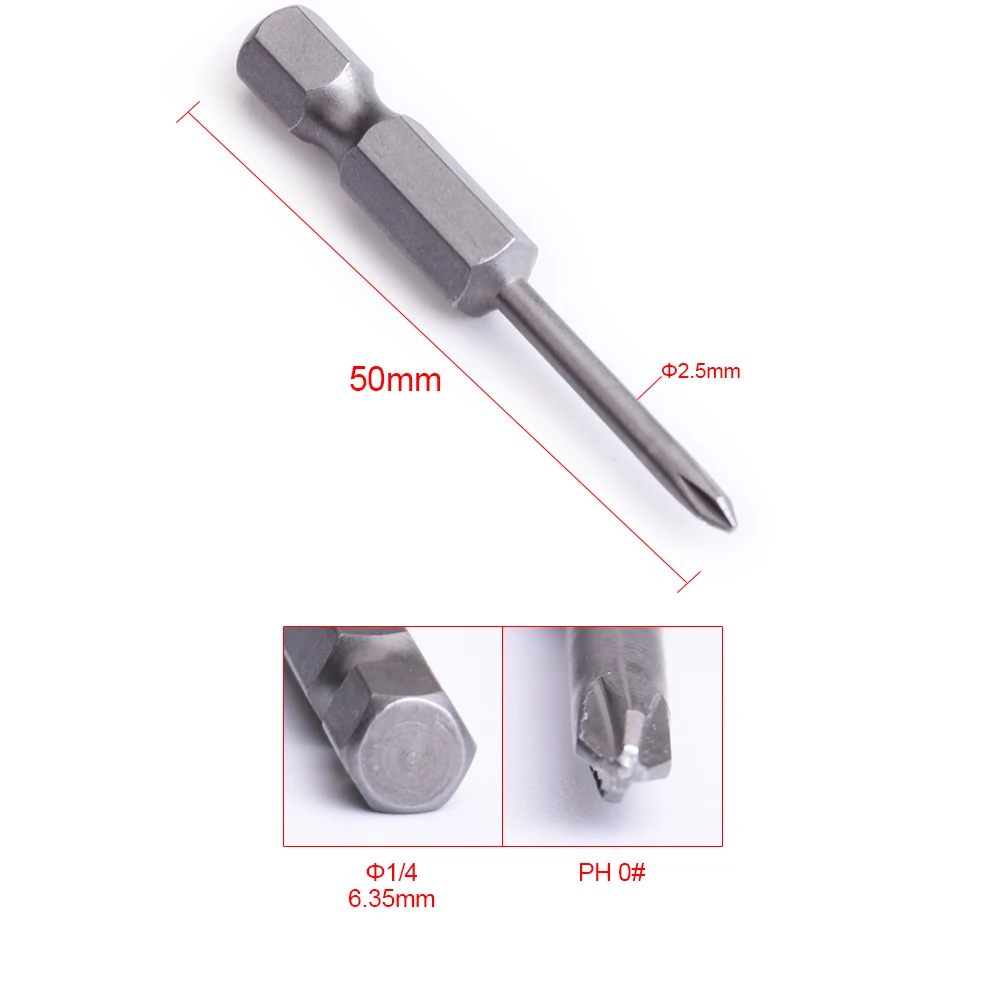 KNOKOO 1/4 Shank Screwdriver Drill Bit 50MM Length Phillips Head HEX6.35 Magnetic Screw Driver Bits 10pcs/lot - Цвет: 6.35x50x2.5x0xPH