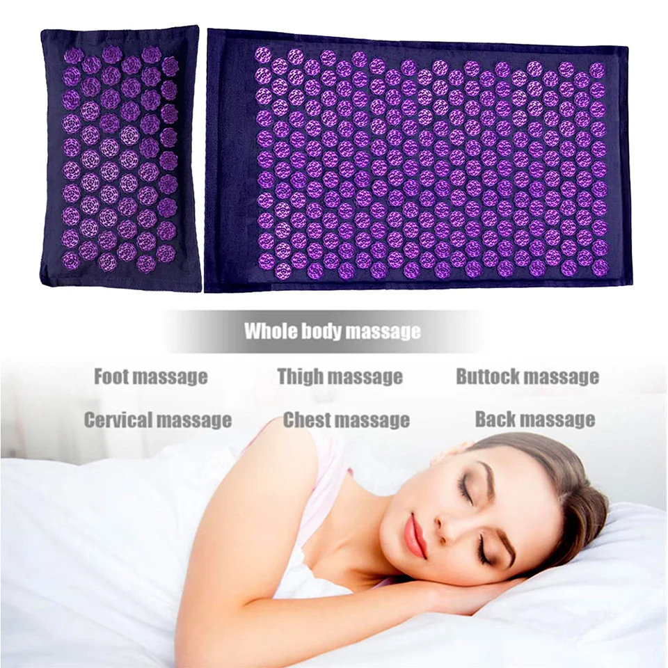 Yoga mat set neck and body acupoint massage pad pain relief linen | Красота и здоровье