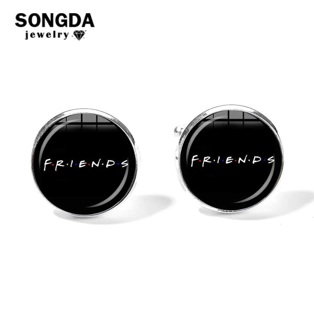 Запонки SONGDA с простыми надписями друзей запонки со стеклянным куполом и