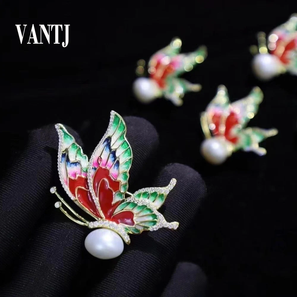 

Freshwater Pearl Butterfly Brooch Sterling 925 Silver Gemstone Spinel for Women Lady Party Wedding Jewelry Gift Wholesale