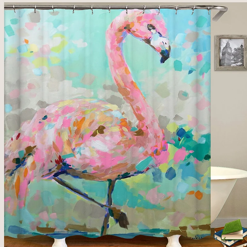 Занавеска для ванной с фламинго занавеска душа водонепроницаемая большого