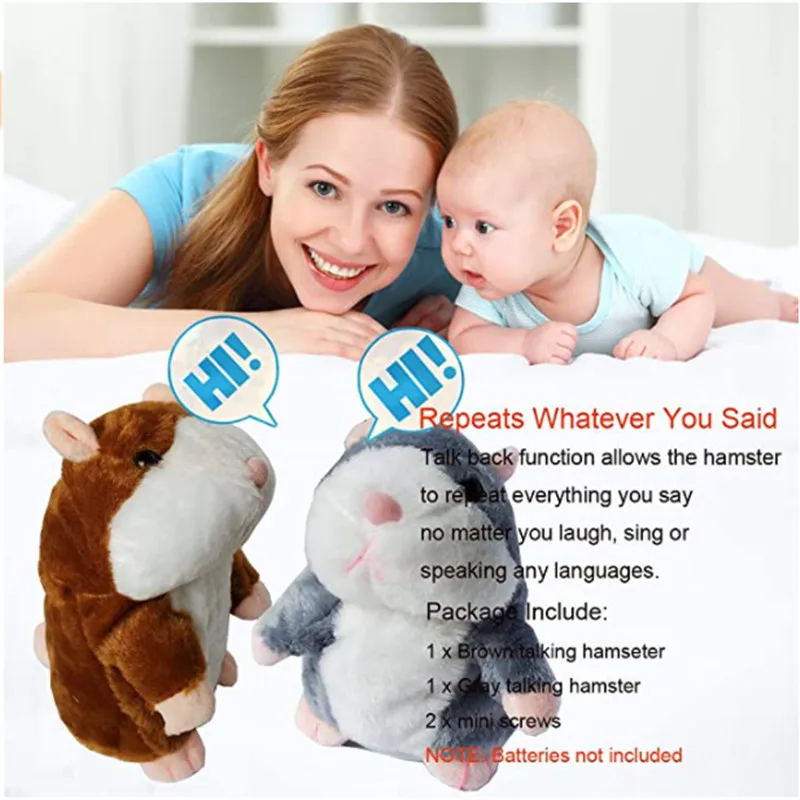 

15cm Talking Hamster Pet Plush Toy Cute Soft Animal Doll Talking Imitation Recording Hamster Plush Doll Funny Toy Children Gift