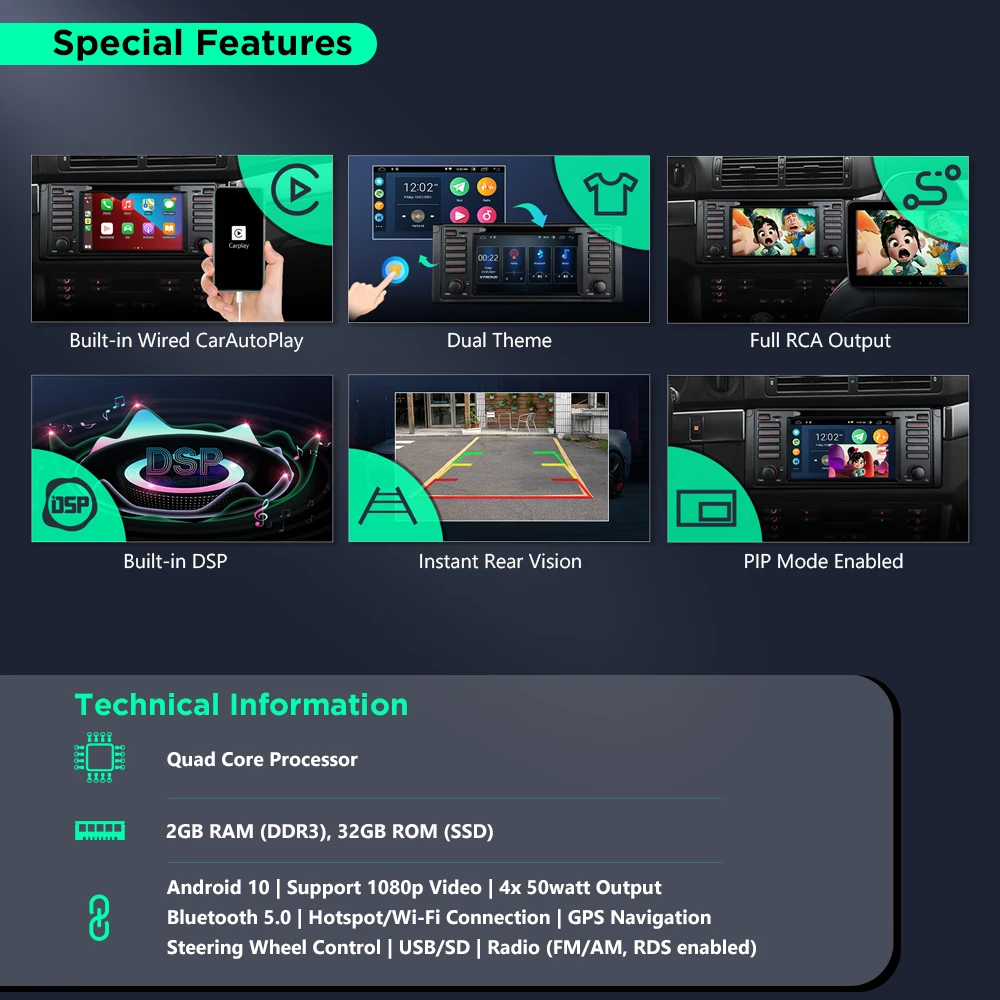 Автомобильный DVD-плеер XTRONS плеер с экраном 7 дюймов на Android 10 0 для BMW E39 M5 1999 2000 2001 2002