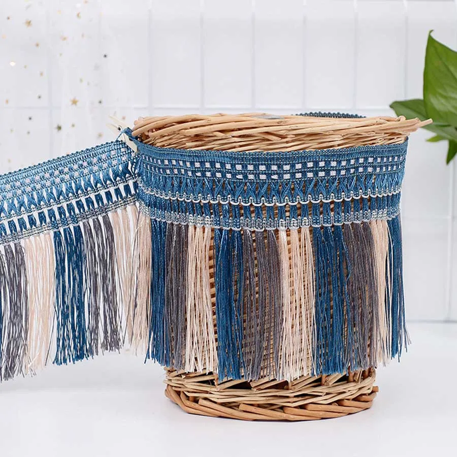 Кружевная тесьма с бахромой 12 метров 13 см смешанные цвета отделка из полиэстера