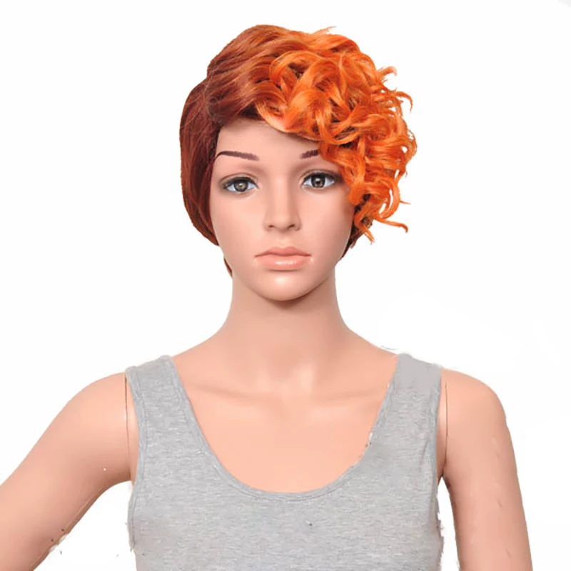 HAIRJOY женский специальный смешанный цвет боковая часть короткий кудрявый синтетический парик для волос