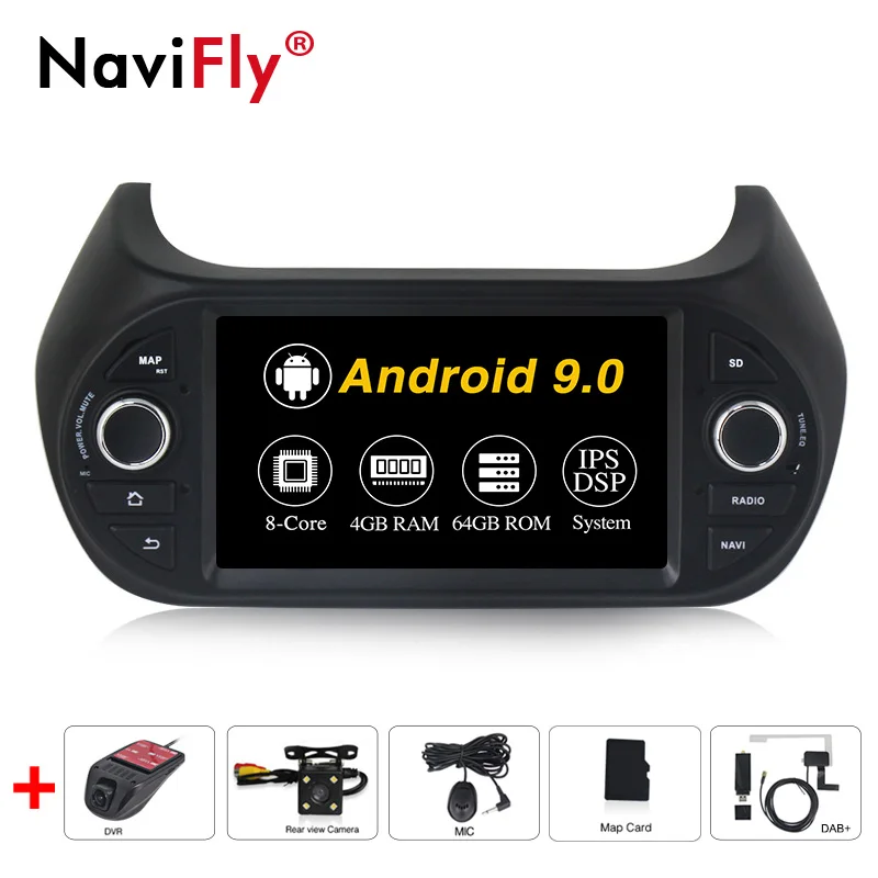 Новинка! 4G Android 9,0 8Core ips DSP автомобильный Радио gps навигация мультимедийный плеер для FIAT/Fiorino/Qubo/Citroen/Nemo/peugeot/Bipper - Цвет: 8Core Camera DVR DAB