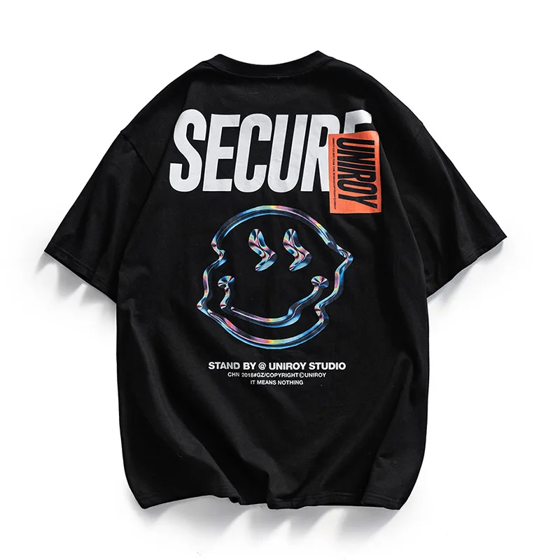 

Funny face T-shirt men's short-sleeved ins national trend hip-hop five-sleeve summer loose cec super-fire half-sleeve couple