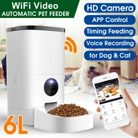 6l automatic pet feeder smart remote control 5s voice recording app contro cat dog food dispenser vedio version with hd camera