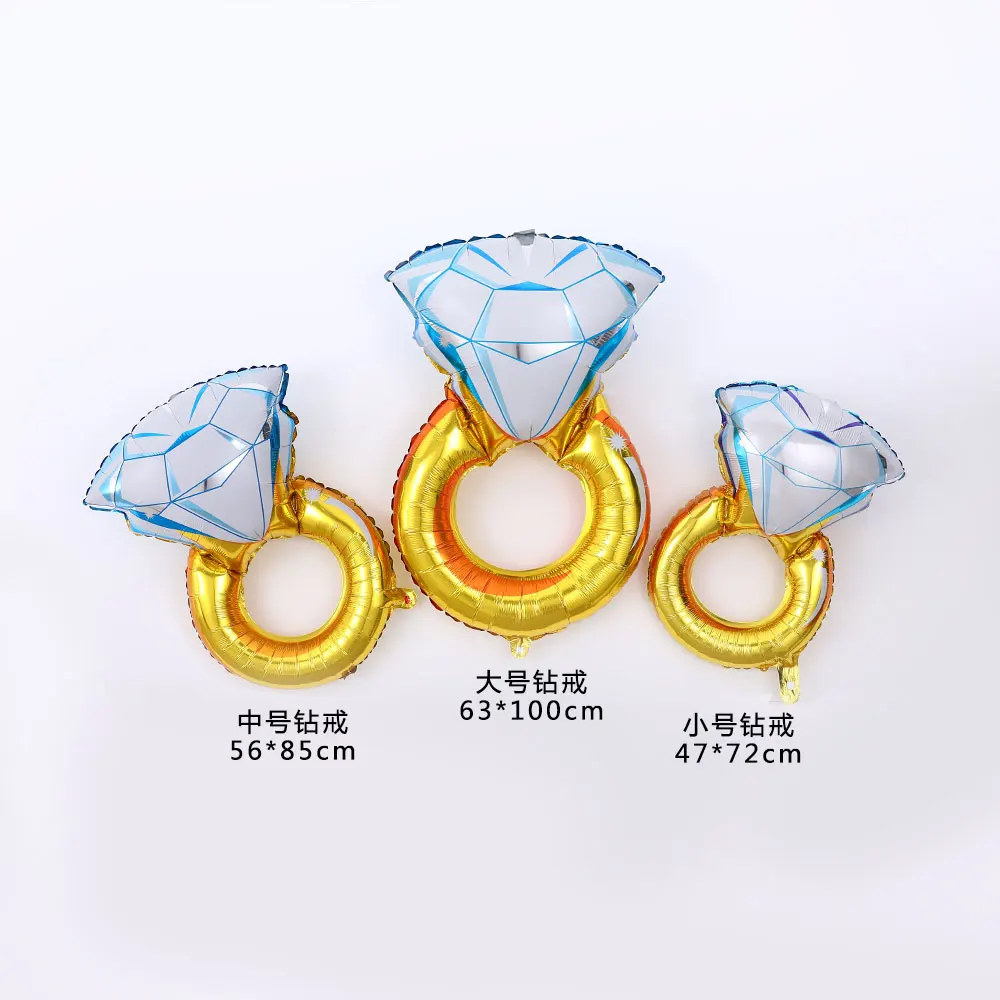 2 шт Золотое кольцо с бриллиантами фольгированный шар голубой для невесты