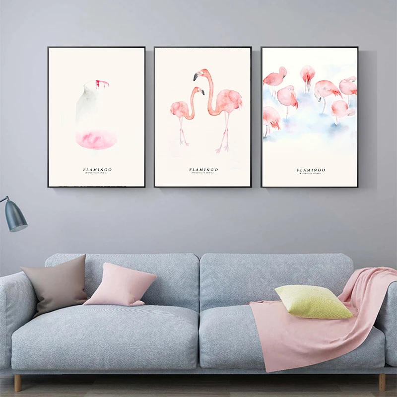 Постер в скандинавском стиле с изображением фламинго настенные картины на