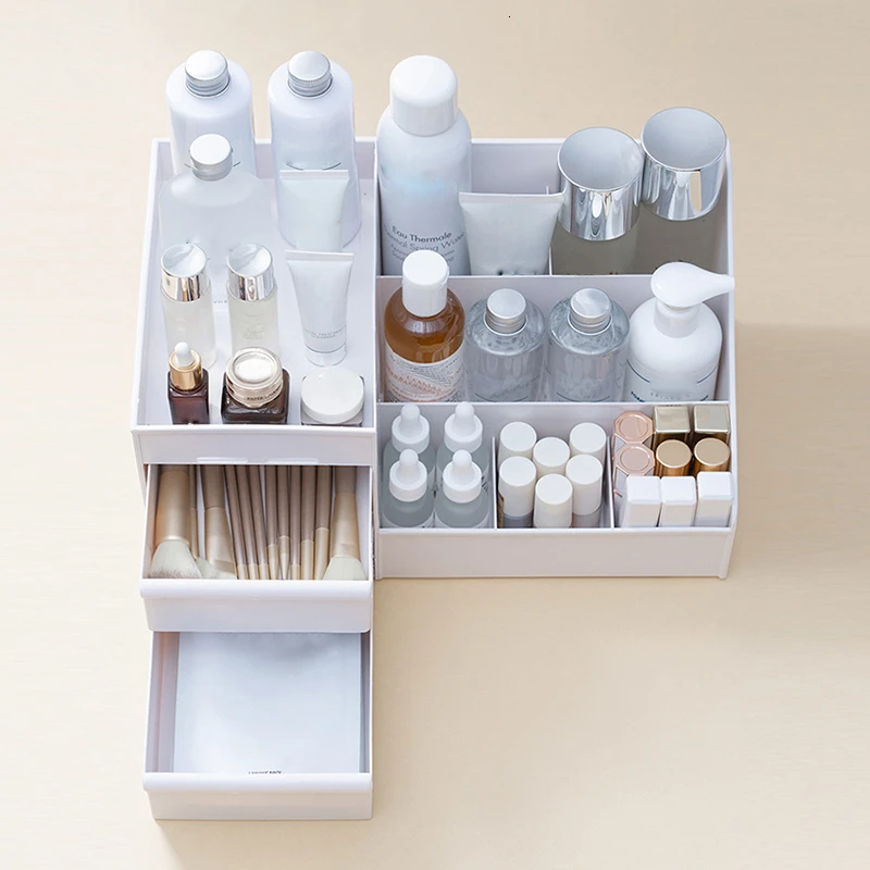 Ящик для хранения косметики большой емкости органайзер макияжа туалетный столик