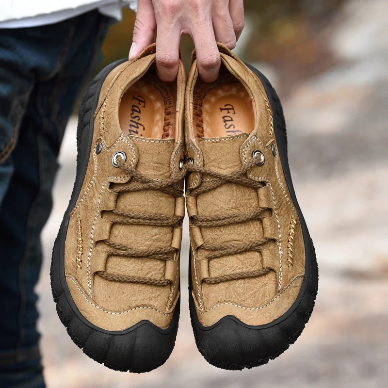 Мужская обувь из натуральной кожи для пеших прогулок уличная дышащая