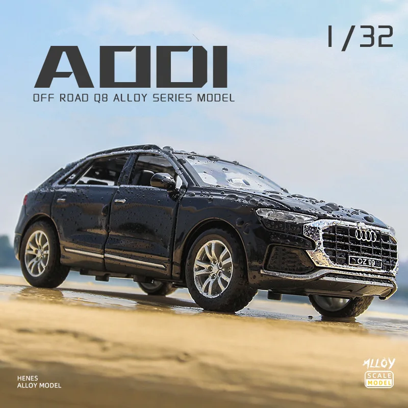 

1:32 AUDI Q8 SUV Alloy Car Model Diecasts Metal Toy Vehicles Car Model High Simulation Sound Light Collection Childrens Toy Gift