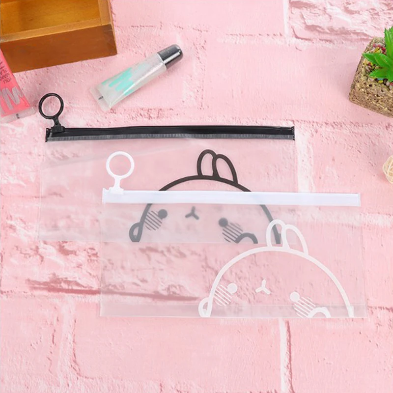 

1Pc Simple Style Cute Rabbit Sheer Pvc Pencil Pen Case Cosmetic Pouch Pocket Makeup Bag