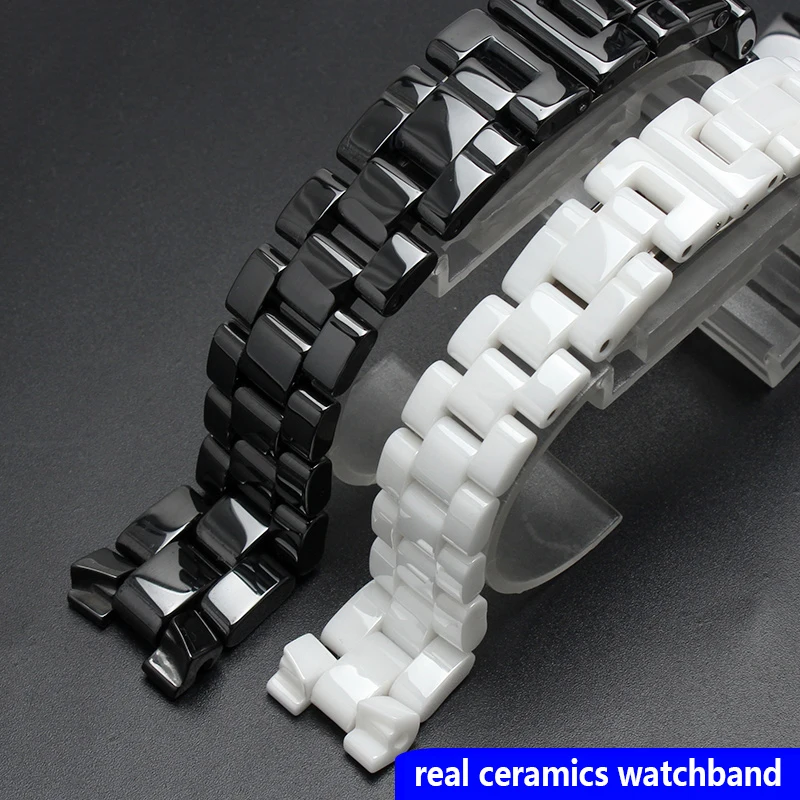 For J12 ceramics wristband high quality women's men's watch strap Fashion bracelet black white 16mm 19mm bands