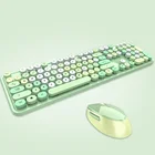 Беспроводная игровая клавиатура и мышь, мультимедийные круглые колпачки, разноцветные Компьютерные клавиатуры и мыши 2,4, набор для дома и офиса