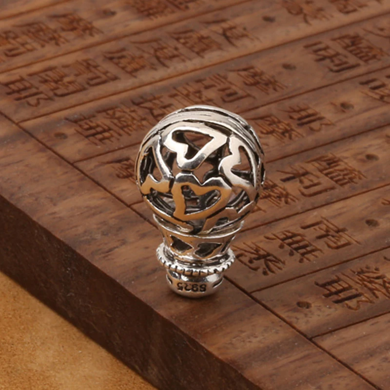 S925 Sterling Silver Jewelry DIY Beads Accessories Pagoda Tee 12mm Hollow Love Buddha Head Wholesale