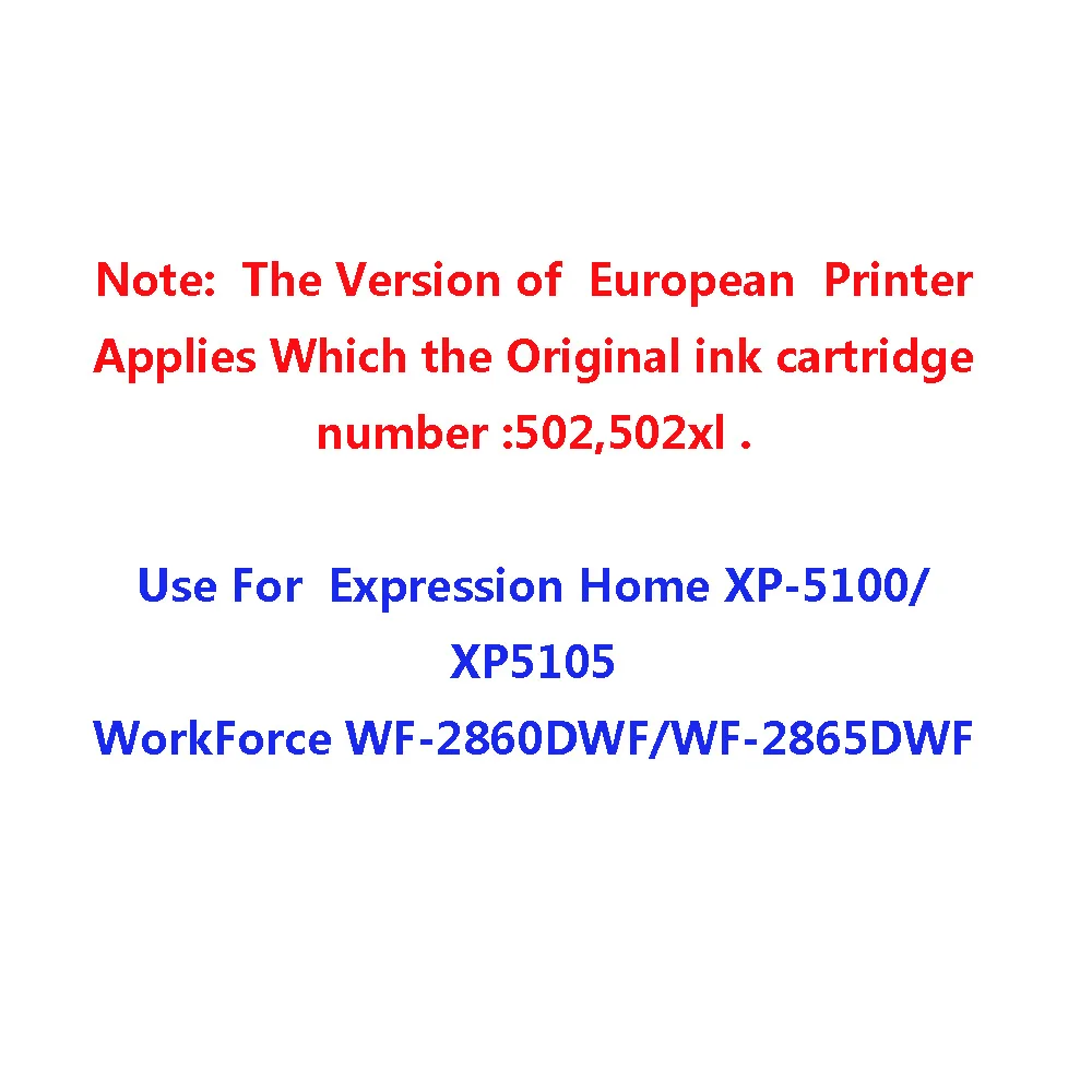 4PK T502 XL чернила совместимы для Epson T502XL 502XL Expression Home XP 5105 5100 WorkForce WF 2860DWF 2865DWF