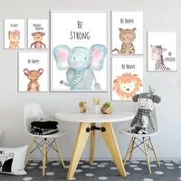 cartoon animal lion elephant decorative canvas painting wall picture poster for children bedroom decoration teen room decor