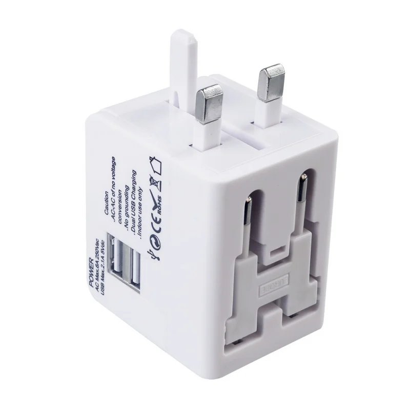 Universal Travel Adaptor 2.1A Dual USB Plug Multifunction Conversion Smart Streaming Converter All In One | Электроника