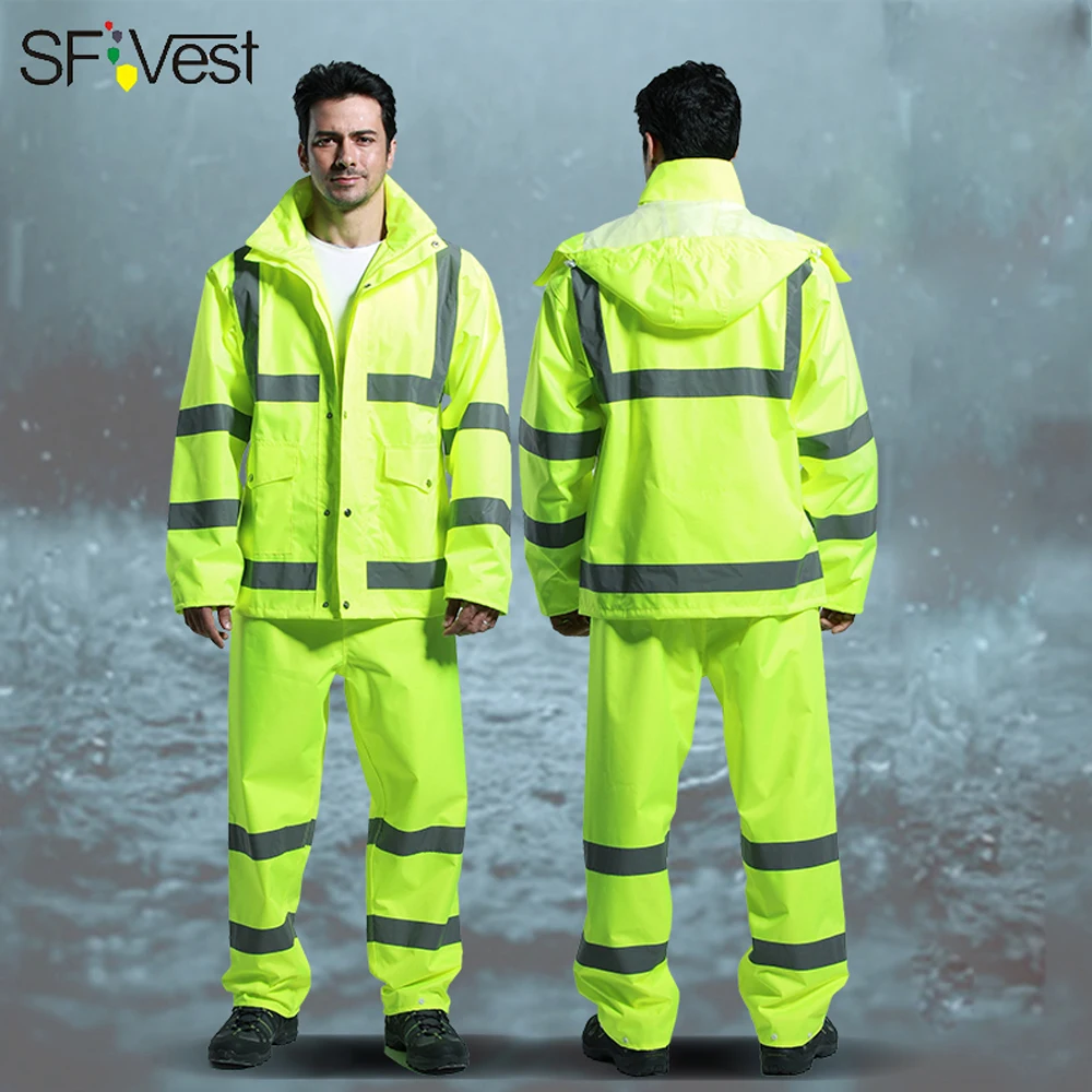 

SFVest High Visibility Reflective Rainwear Suit Thickened Luminous Safety
