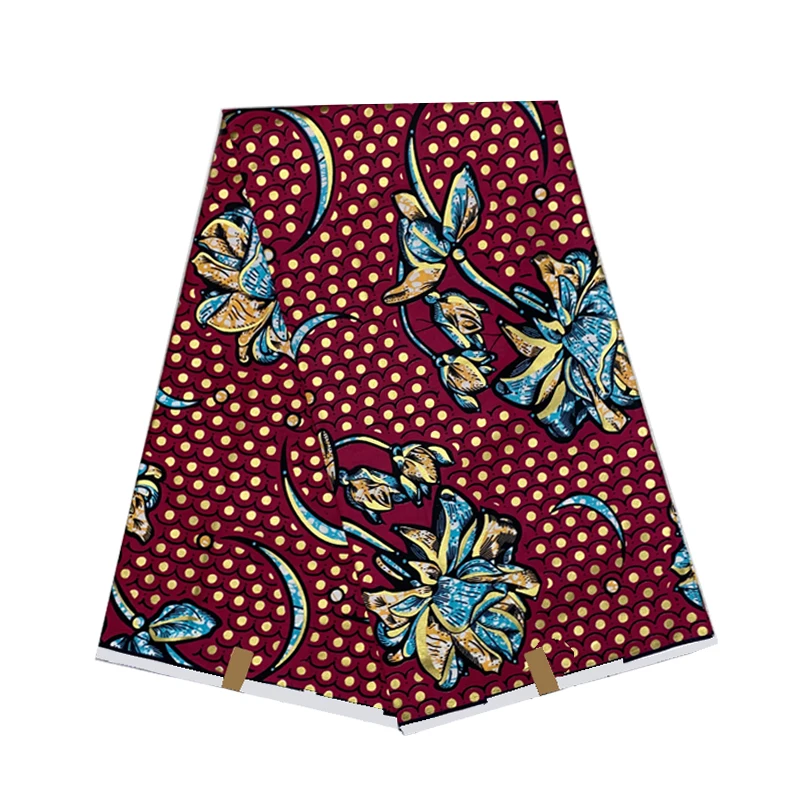 

100%Soft Nigerian Style Wax Dye Printed Fabric Cotton Veritable High Quality New Desgin Golden Wax For Sewing 6 Yards V-L 155