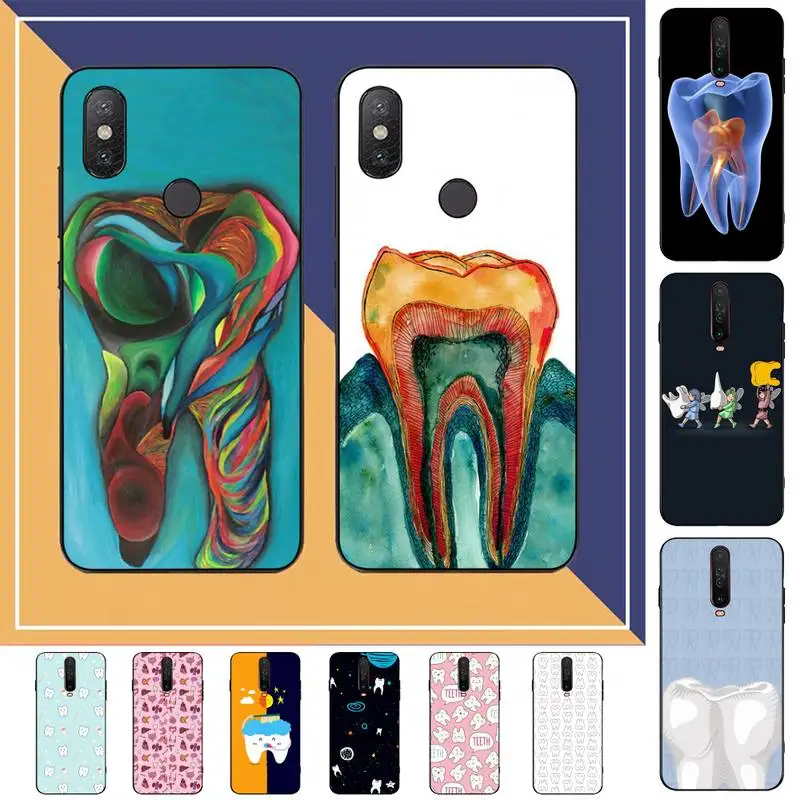 

FHNBLJ Dentist Tooth Pattern Phone Case for Redmi Note 4 5 6 8 9 pro Max 4X 5A 9S cover
