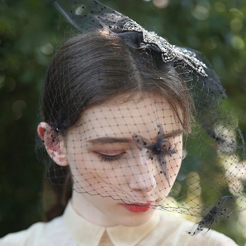 Фата невесты черная Готическая с бисером в клетку 2020 | Свадьбы и торжества