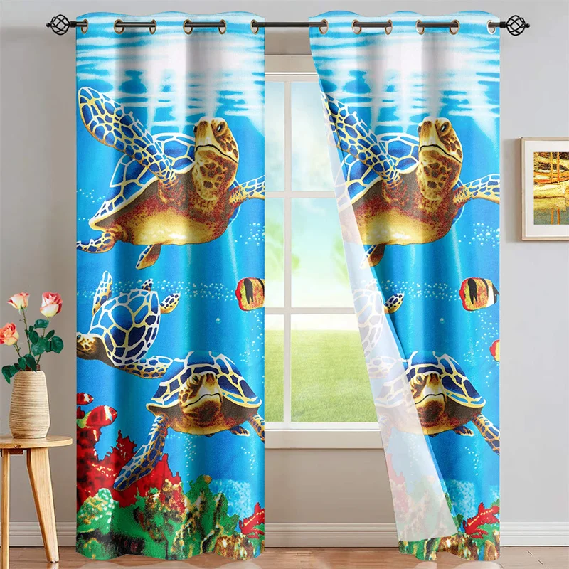 

Polynesia Sea Turtle 3D Pattern Large Bedroom Blackout Curtain Living Room Drapes Indoor Curtain Home Window Decoration Tende