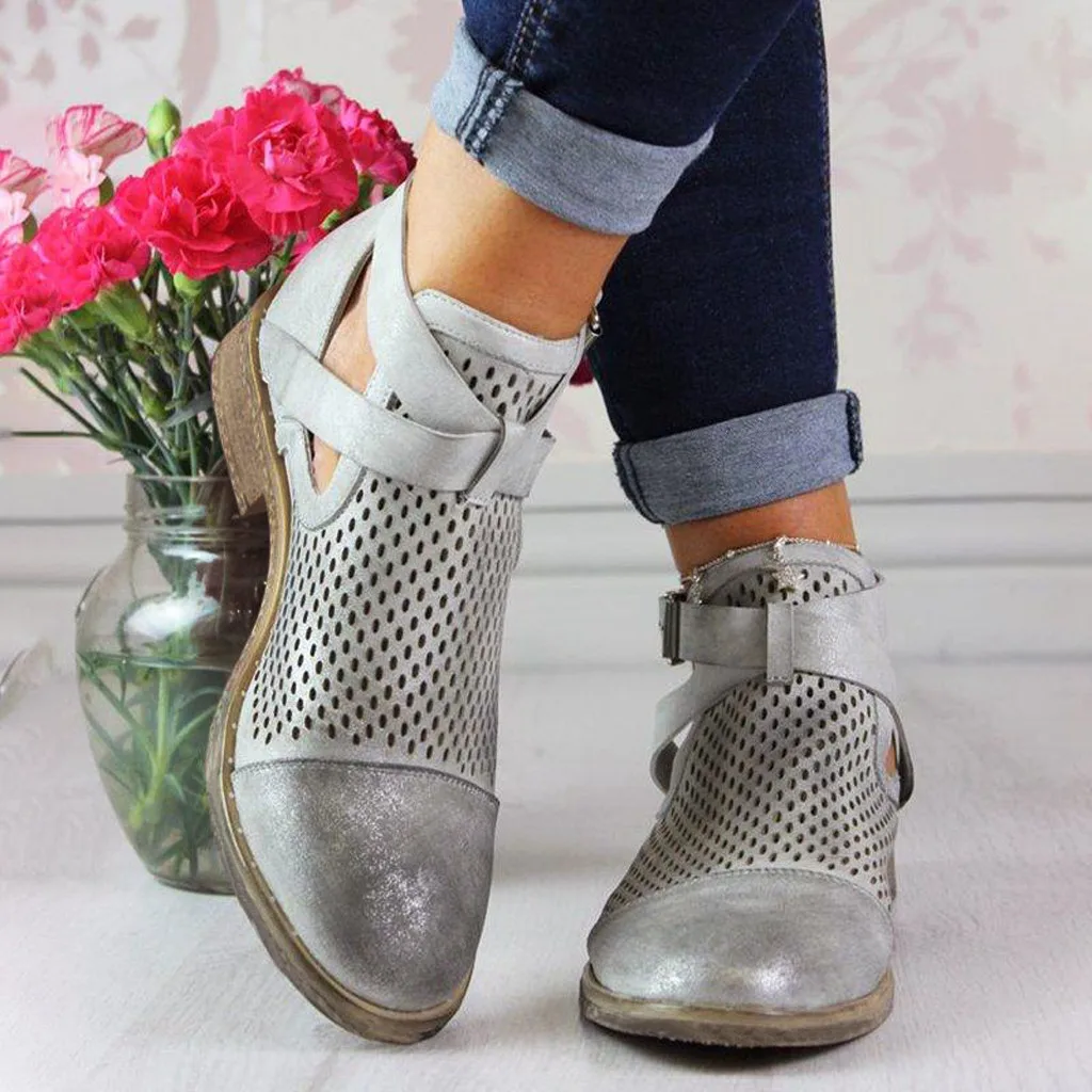 2021 женские сапоги на заклепках с вырезами ботильоны ремешках пряжкой в римском