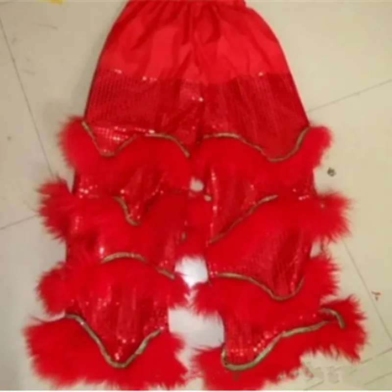 Танцевальные штаны с красным львом костюм талисмана в китайском народном стиле