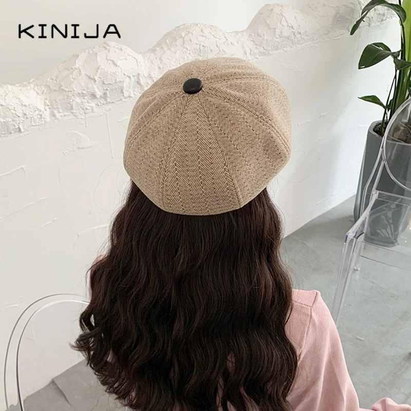 Модная Осенняя восьмиугольная кепка женский берет в стиле пэчворк ретро рисунок