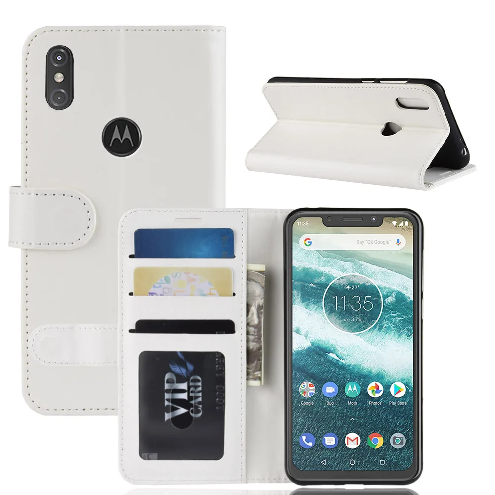 Кожаный чехол для Motorola Moto One power кожаный бумажник c застежкой с держателем карт P30