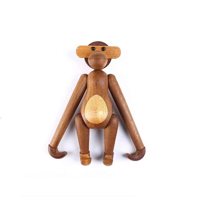 Interesante adorno de mono de madera hecho a mano en estilo n&oacute;rdico dan&eacute;s, adornos para el hogar, estatuas, esculturas, figuritas para Interior-0