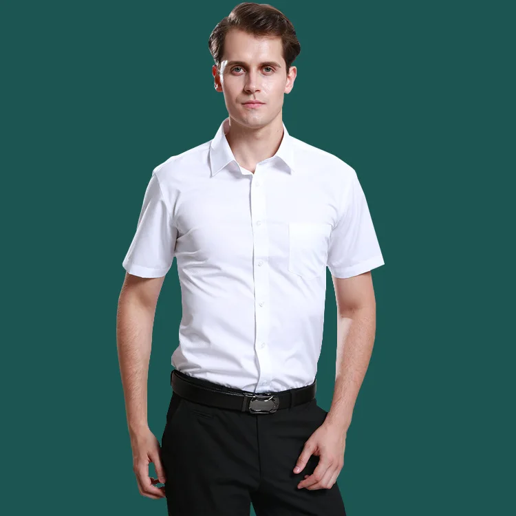 

Summer new business ironless short sleeve shirt men's white slim professional dress shirt