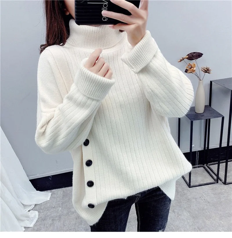 Вязаный женский Однотонный свитер в стиле Харадзюку осенне-зимние корейские