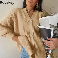 boozrey women white knitted sweater cardigan mid length v neck long sleeve casual fashion single breasted jacket cardigans