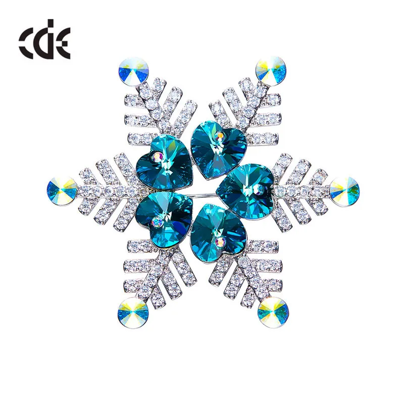 CDE Элегантные Броши Снежинка с кристаллами в виде сердца для женщин Стразы Pin