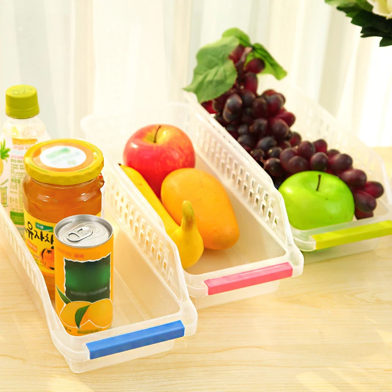 1pcs Fridge Freezer Shelf Storage Baskets Hollow Out Holder Refrigerator Food Box Rack Plastic Drawer Organizer | Дом и сад